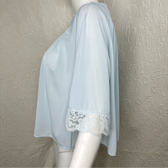 Shadowline VTG Nylon Lace Embroidered Bed Jacket & Short Nightgown 2-Pc … - Picture 13 of 15